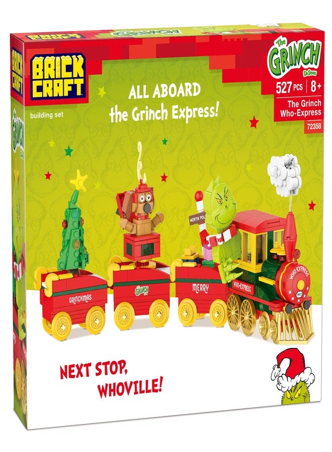 Brickcraft Dr. Seuss The Grinch Who-Express Train Building Bricks Set, 527 Pieces, Holiday Xmas Christmas Collectible with Max, Tree, and Train Cars, Fun Display Decoration Toy Gift for Kids, Fans - Image 5